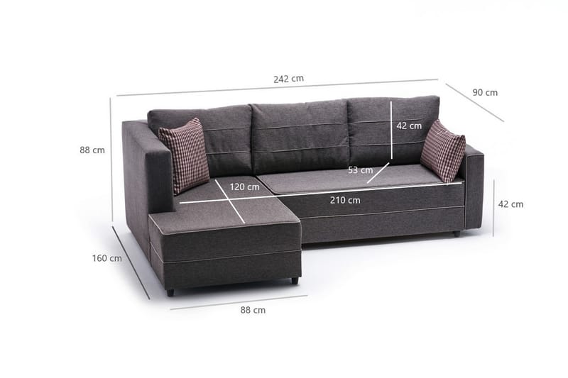 Highbank Sovesofa m. Chaiselong 4-Pers. 200x150 - Brun - Sovesofaer - Sovesofa chaiselong