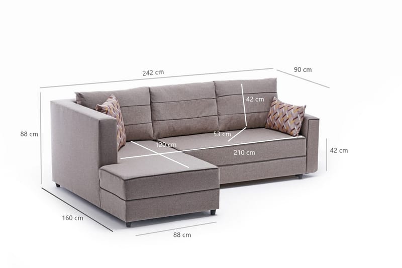 Highbank Sovesofa m. Chaiselong 4-Pers. 200x150 - Cream - Sovesofaer - Sovesofa chaiselong