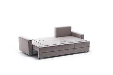 Highbank Sovesofa m. Chaiselong 4-Pers. 200x150 - Cream - Møbler - Sofaer - Sovesofaer