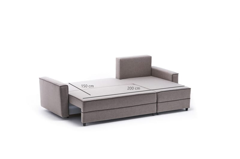 Highbank Sovesofa m. Chaiselong 4-Pers. 200x150 - Cream - Møbler - Sofaer - Sovesofaer