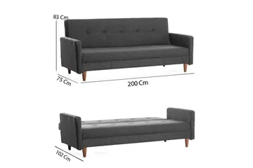 Hiko 3-personers Sovesofa 102x180 cm i Stof - Antracit - Møbler - Sofaer - Sovesofaer