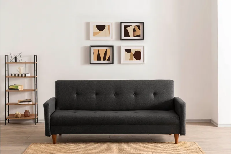 Hiko 3-personers Sovesofa 102x180 cm i Stof, Antracit