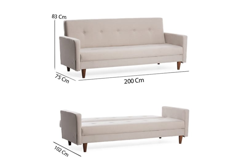 Hiko Sovesofa - Cream - Sovesofaer - 3 personers sovesofa