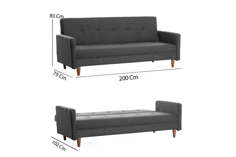 Hiko Sovesofa - Mørkegrå - Møbler - Sofaer - Sovesofaer