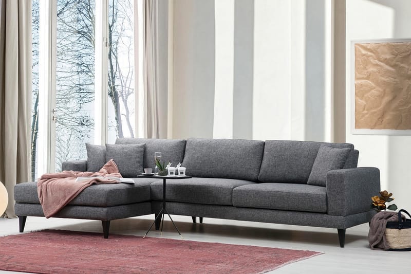 Hilari Sovesofa med Chaiselong Venstre - Grå - Møbler - Sofaer - Sovesofaer