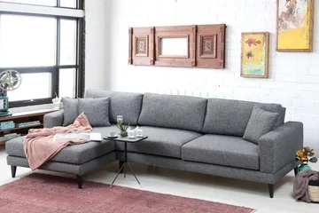 Hilari Sovesofa med Chaiselong Venstre - Grå - Møbler - Sofaer - Sovesofaer