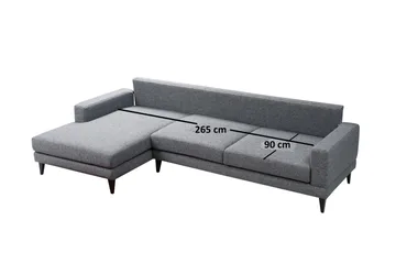 Hilari Sovesofa med Chaiselong Venstre - Grå - Møbler - Sofaer - Sovesofaer