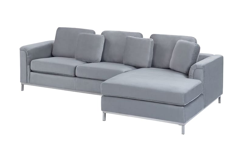 Hjørnesofa 4-personers V med sovefunktion grå OSLO - Grå - Møbler - Sofaer - Sovesofaer