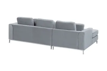 Hjørnesofa 4-personers H med sovefunktion velour Grå OSLO - Grå - Møbler - Sofaer - Sovesofaer