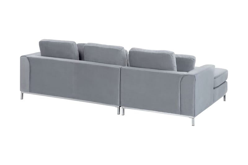 Hjørnesofa 4-personers H med sovefunktion velour Grå OSLO - Grå - Møbler - Sofaer - Sovesofaer