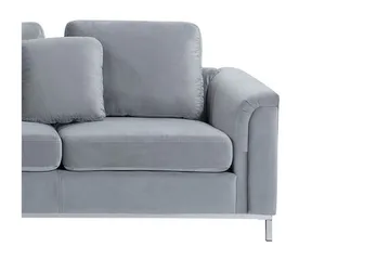 Hjørnesofa 4-personers H med sovefunktion velour Grå OSLO - Grå - Møbler - Sofaer - Sovesofaer