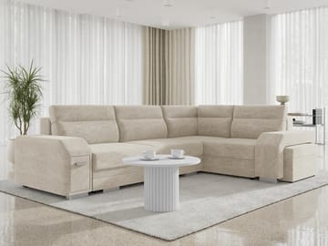 hjørnesofa Alvares Nazar 225.02 Højrevendt - Beige - Møbler - Sofaer - Sovesofaer