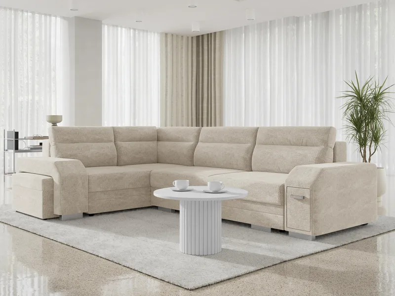 hjørnesofa Alvares Nazar 225.02 Venstrevendt - Beige - Møbler - Sofaer - Sovesofaer