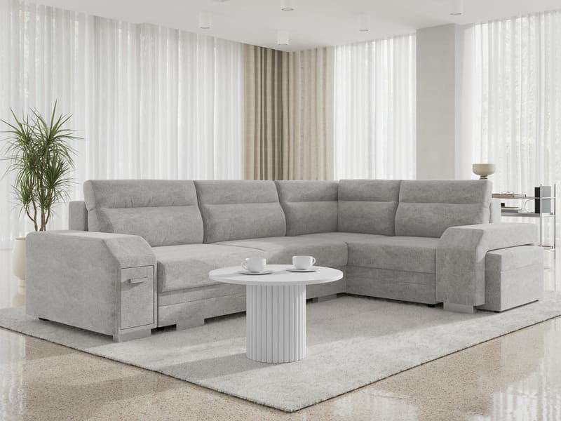 hjørnesofa Alvares Nazar 225.05 Højrevendt - Grå - Møbler - Sofaer - Sovesofaer