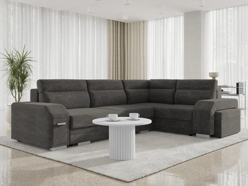 hjørnesofa Alvares Nazar 225.06 Højrevendt - Grå - Møbler - Sofaer - Sovesofaer