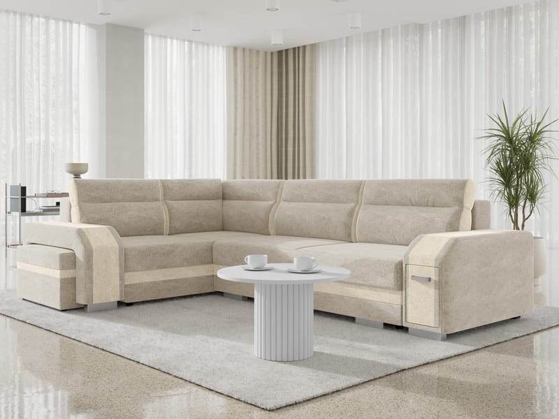 hjørnesofa Assan Nazar 225.02 + Nazar 225.01 Venstrevendt - beige - Møbler - Sofaer - Sovesofaer