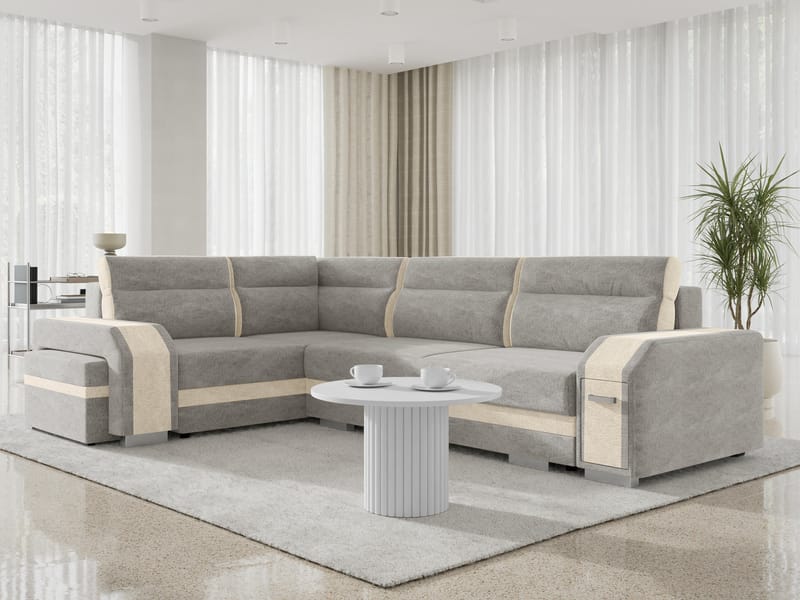 hjørnesofa Assan Nazar 225.03 + Nazar 225.01 Venstrevendt - grå, beige - Møbler - Sofaer - Sovesofaer