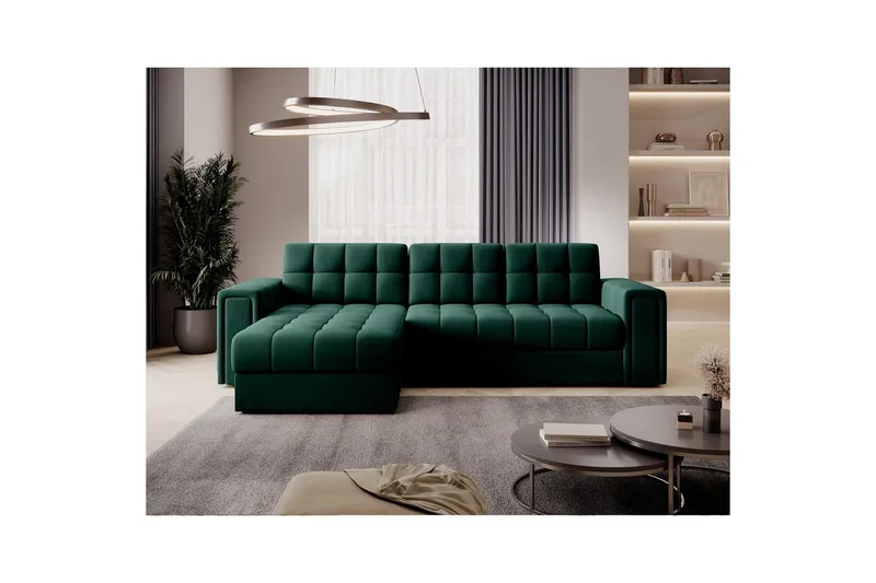 Hjørnesofa Eltap Blenvi 260x150x82 cm - Lukso 35, Grøn - Møbler - Sofaer - Sovesofaer