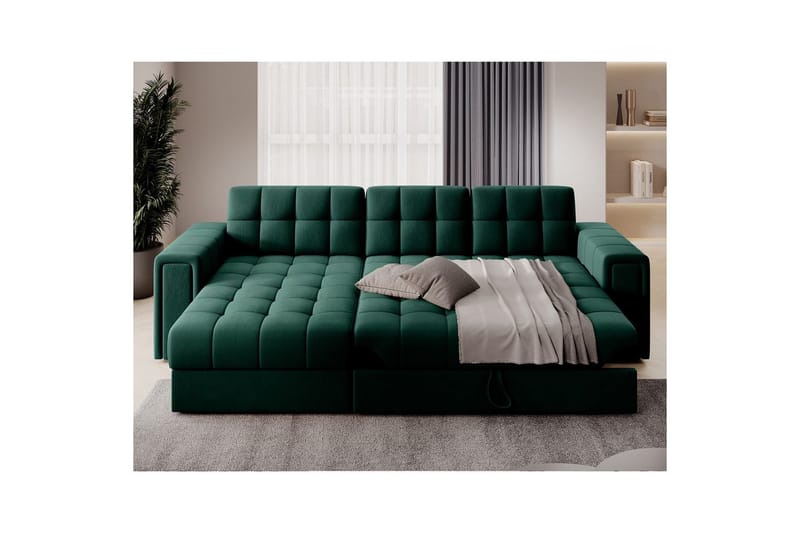 Hjørnesofa Eltap Blenvi 260x150x82 cm - Lukso 35, Grøn - Møbler - Sofaer - Sovesofaer