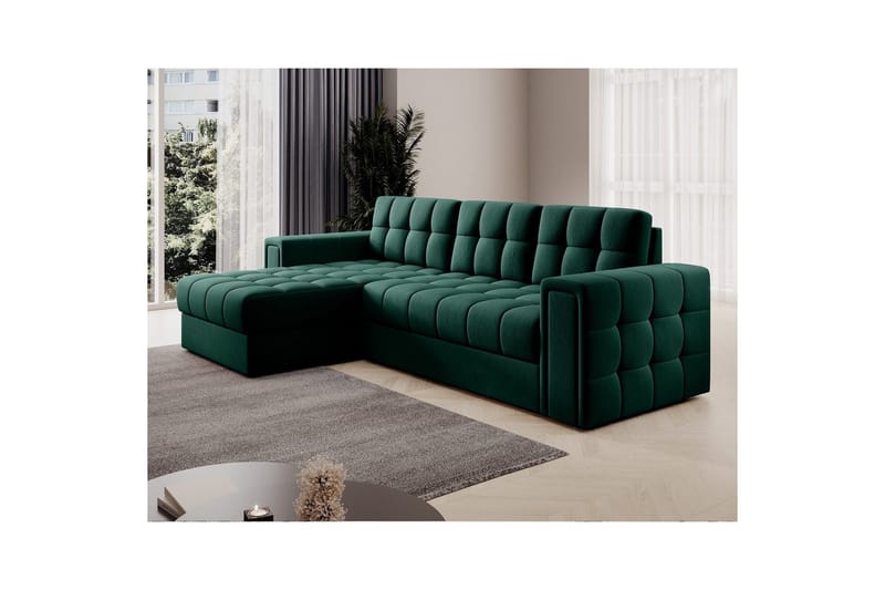 Hjørnesofa Eltap Blenvi 260x150x82 cm - Lukso 35, Grøn - Møbler - Sofaer - Sovesofaer
