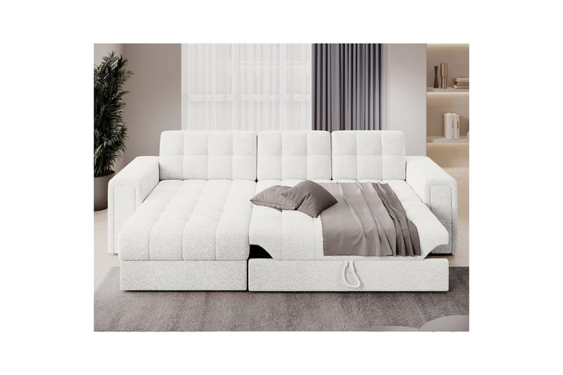 Hjørnesofa Eltap Blenvi 260x150x82 cm - Royal 01, Hvid - Møbler - Sofaer - Sovesofaer