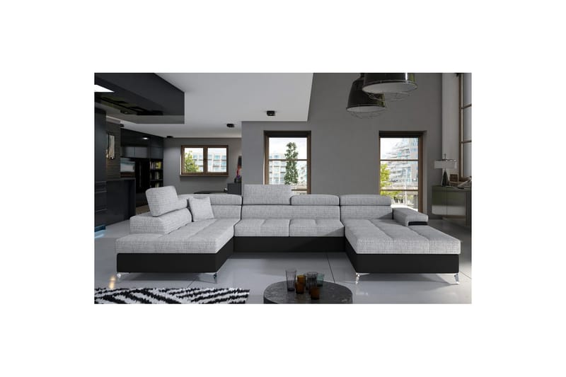 Hjørnesofa Eltap Eduardo 337x205x88 cm - Berlin 01, Blød 11, Grå, Sort, Venstre - Møbler - Sofaer - Sovesofaer