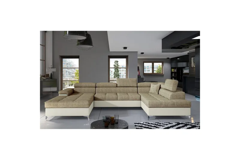 Hjørnesofa Eltap Eduardo 337x205x88 cm - Berlin 03, Blød 33, Beige, Højre - Møbler - Sofaer - Sovesofaer