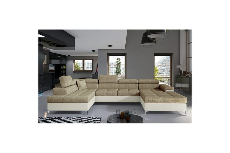 Hjørnesofa Eltap Eduardo 337x205x88 cm - Berlin 03, Blød 33, Beige, Venstre - Møbler - Sofaer - Sovesofaer