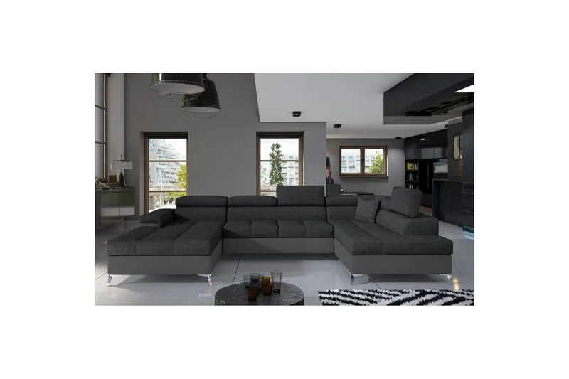 Hjørnesofa Eltap Eduardo 337x205x88 cm - Inari 96, Soft 29, Mørkegrå, Grå, Højre - Møbler - Sofaer - Sovesofaer