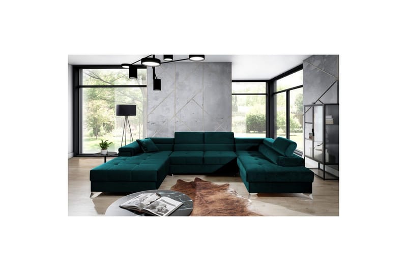 Hjørnesofa Eltap Eduardo 337x205x88 cm, Kronos 04, Grøn, Højre