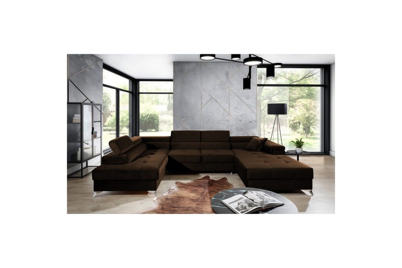 Hjørnesofa Eltap Eduardo 337x205x88 cm - Kronos 06, Brun, Venstre - Møbler - Sofaer - Sovesofaer