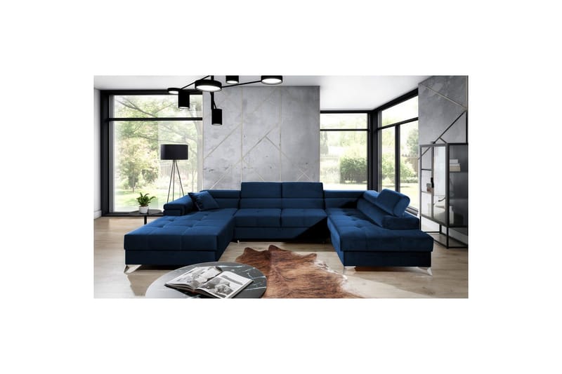 Hjørnesofa Eltap Eduardo 337x205x88 cm - Kronos 09, Mørkeblå, Højre - Møbler - Sofaer - Sovesofaer