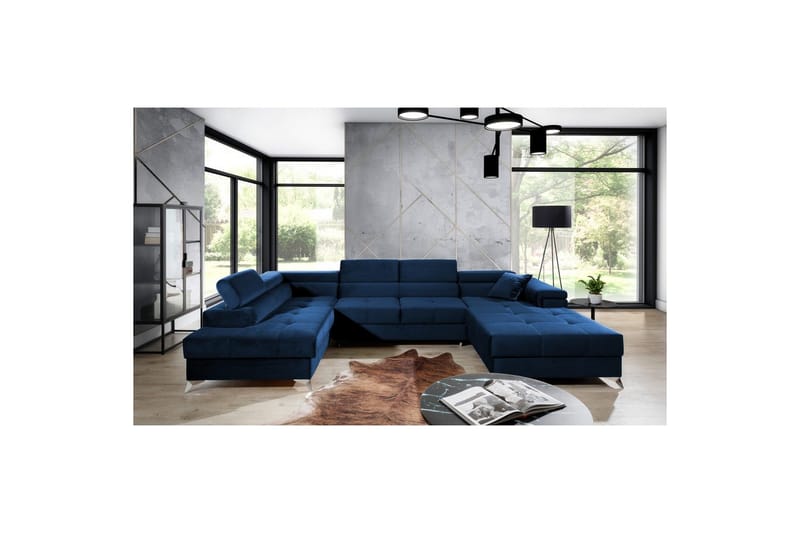 Hjørnesofa Eltap Eduardo 337x205x88 cm - Kronos 09, Mørkeblå, Venstre - Møbler - Sofaer - Sovesofaer