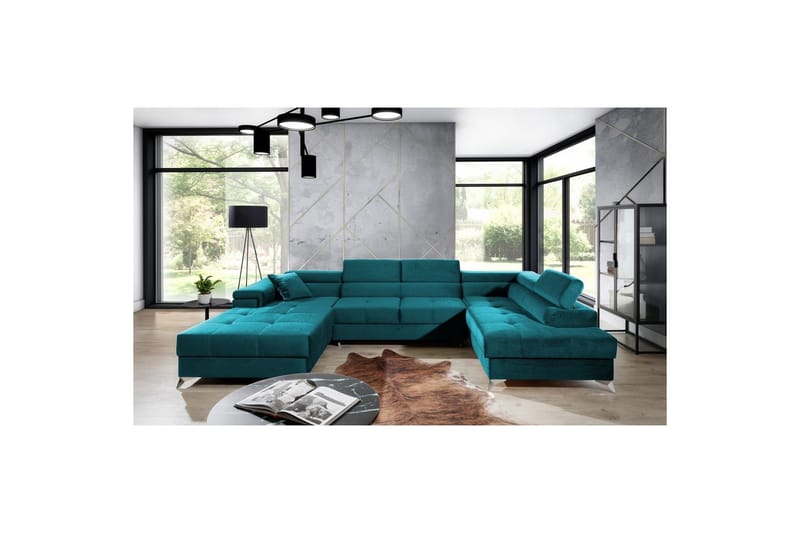 Hjørnesofa Eltap Eduardo 337x205x88 cm - Kronos 13, Lyseblå, Højre - Møbler - Sofaer - Sovesofaer