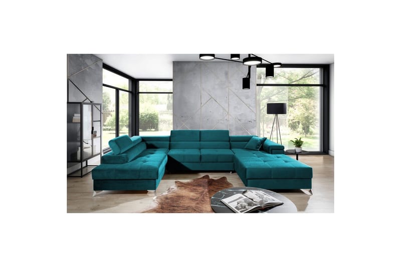 Hjørnesofa Eltap Eduardo 337x205x88 cm - Kronos 13, Lyseblå, Venstre - Møbler - Sofaer - Sovesofaer