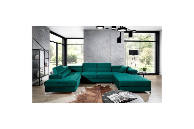 Hjørnesofa Eltap Eduardo 337x205x88 cm - Kronos 19, Mørkegrøn, Venstre - Møbler - Sofaer - Sovesofaer