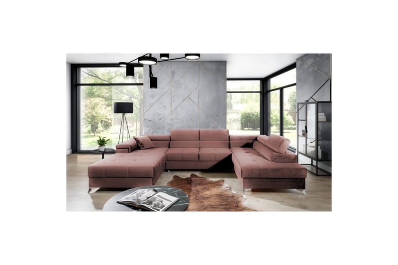 Hjørnesofa Eltap Eduardo 337x205x88 cm - Kronos 29, Lyserød, Højre - Møbler - Sofaer - Sovesofaer