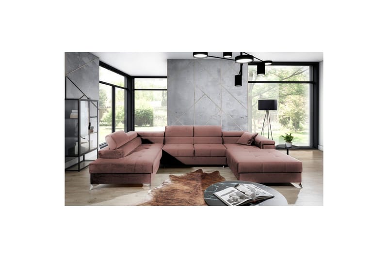 Hjørnesofa Eltap Eduardo 337x205x88 cm - Kronos 29, Lyserød, Venstre - Møbler - Sofaer - Sovesofaer