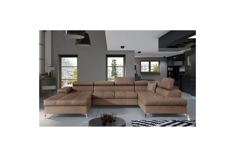 Hjørnesofa Eltap Eduardo 337x205x88 cm, Monolith 09, Mørk Beige, Højre