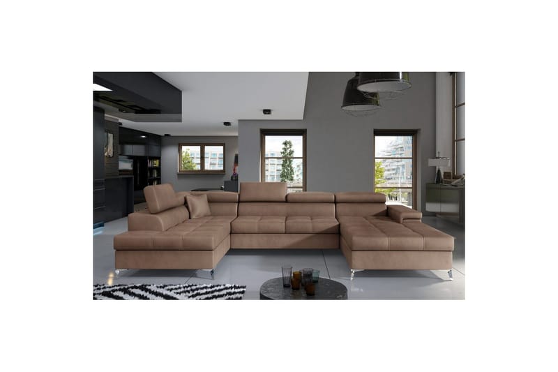 Hjørnesofa Eltap Eduardo 337x205x88 cm - Monolith 09, Mørk Beige, Venstre - Møbler - Sofaer - Sovesofaer