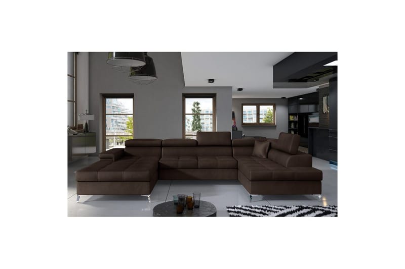 Hjørnesofa Eltap Eduardo 337x205x88 cm - Monolith 29, Mørk Brun, Højre - Møbler - Sofaer - Sovesofaer