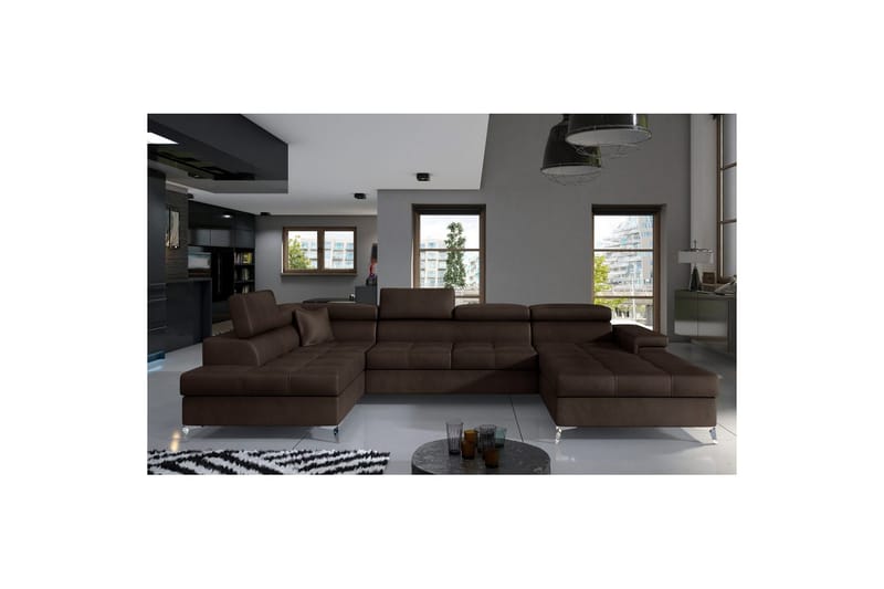Hjørnesofa Eltap Eduardo 337x205x88 cm - Monolith 29, Mørk Brun, Venstre - Møbler - Sofaer - Sovesofaer