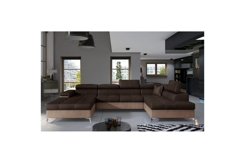 Hjørnesofa Eltap Eduardo 337x205x88 cm - Monolith 29, Monolith 09, Brun, Mørk Beige, Højre - Møbler - Sofaer - Sovesofaer