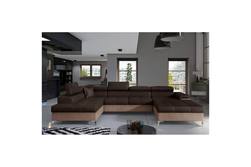 Hjørnesofa Eltap Eduardo 337x205x88 cm, Monolith 29, Monolith 09, Brun, Mørk Beige, Venstre
