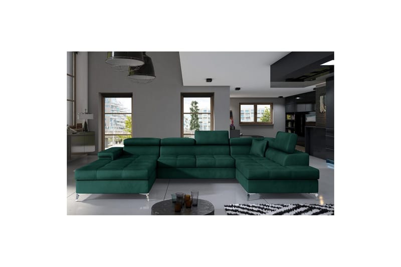 Hjørnesofa Eltap Eduardo 337x205x88 cm, Monolith 37, Grøn, Højre