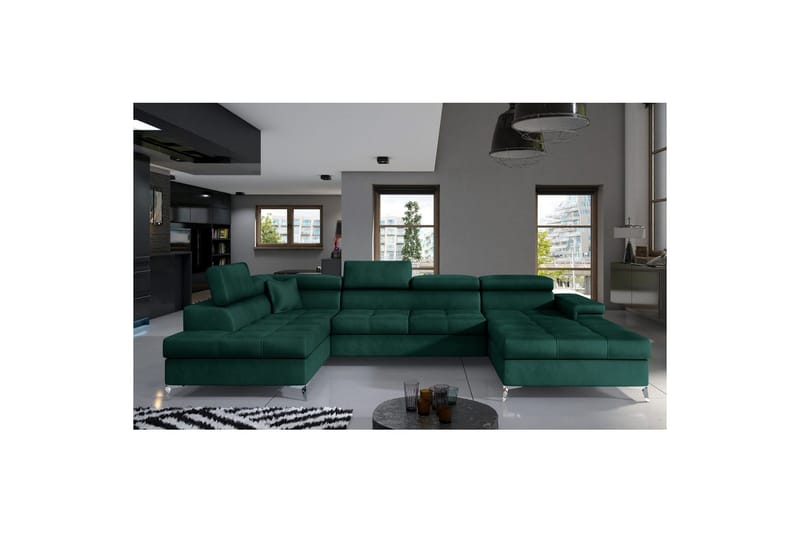 Hjørnesofa Eltap Eduardo 337x205x88 cm - Monolith 37, Grøn, Venstre - Møbler - Sofaer - Sovesofaer
