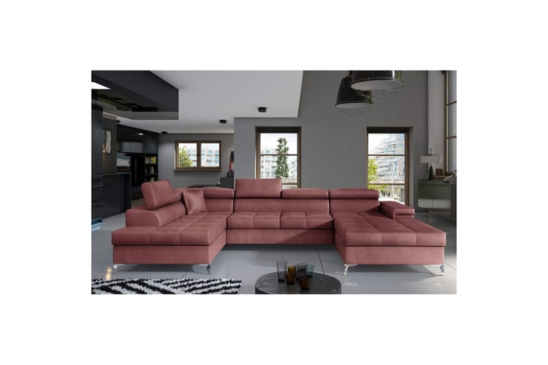 Hjørnesofa Eltap Eduardo 337x205x88 cm - Monolith 63, Lyserød, Venstre - Møbler - Sofaer - Sovesofaer