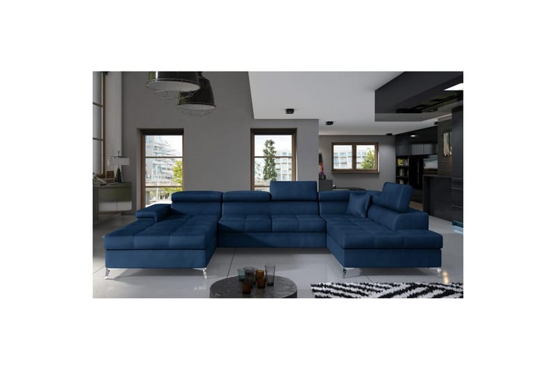 Hjørnesofa Eltap Eduardo 337x205x88 cm - Monolith 77, Blå, Højre - Møbler - Sofaer - Sovesofaer
