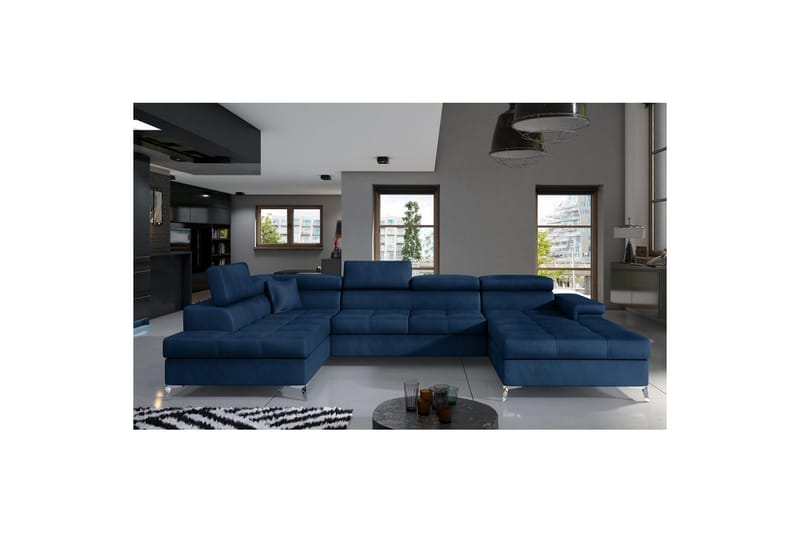 Hjørnesofa Eltap Eduardo 337x205x88 cm - Monolith 77, Blå, Venstre - Møbler - Sofaer - Sovesofaer