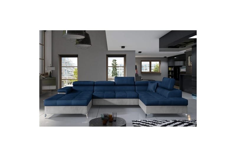 Hjørnesofa Eltap Eduardo 337x205x88 cm - Monolith 77, Monolith 84, Blå, Lys Grå, Højre - Møbler - Sofaer - Sovesofaer